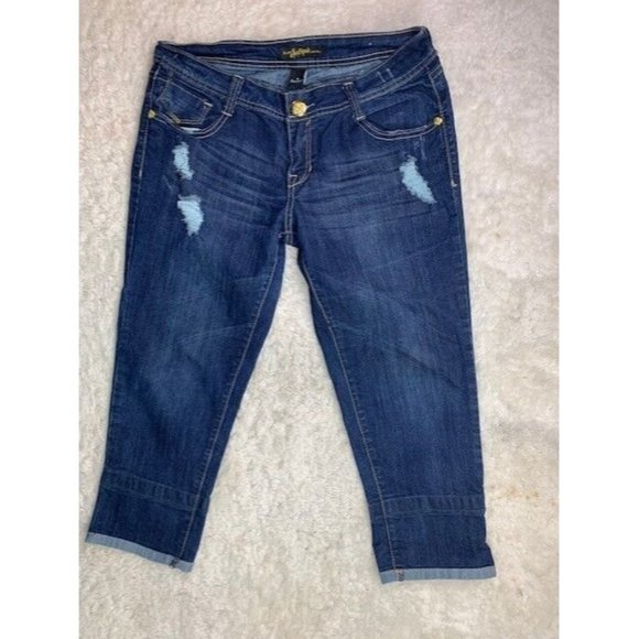 Southpole Size 9 Womens Jeans Capri Crop Distress Stretch Low Rise - Picture 1 of 3